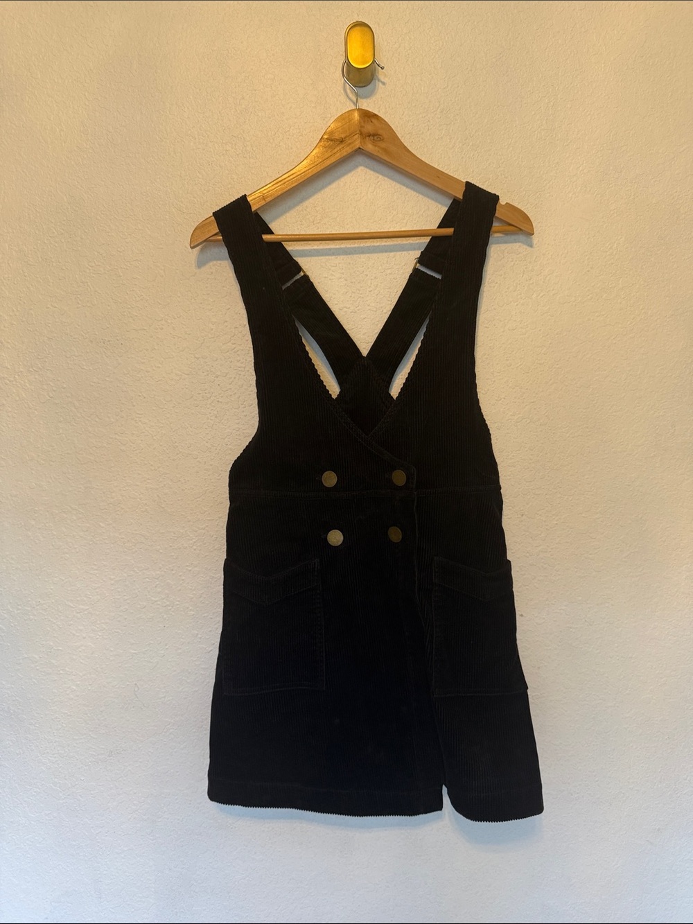 Free People Canyon Lands Corduroy Jumper Pinafore Black Mini Dress 6 - Picture 5 of 9